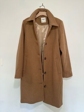 Abercrombie & Fitch Camel Tan Wool-Blend Pea Coat